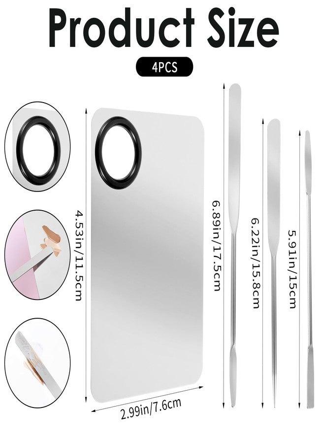 Matwsec 4 PCS Makeup Mixing Palette, Makeup Palette Tray Foundation Spatula, Accessories Set for Women Girl Cosmetic Spatula Tool for Nail Eye Shadow Eyelash Professional Pigment Blending - Image 2